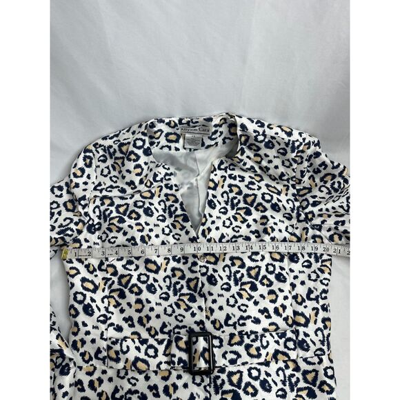 Allyson Cara Animal Print 90s Blazer Jacket Sze 12 White Cream Leopard Print 80s - Picture 9 of 10
